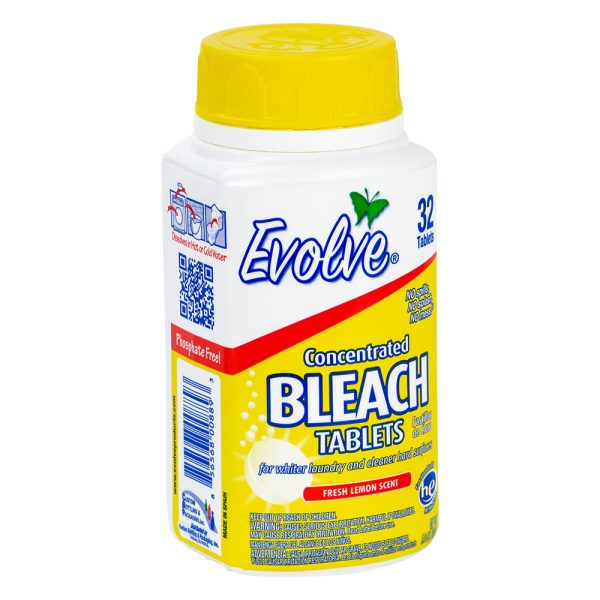 Evolve Concentrated Bleach Tablets, 32 Count, Fresh Lemon Scent